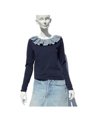 San Fabrizzio T-shirt with a flower printed ruffle