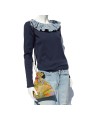 T-shirt with a flower printed ruffle, with a Hoshi bag