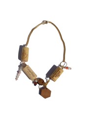 Necklace made with recycled corks and wood
