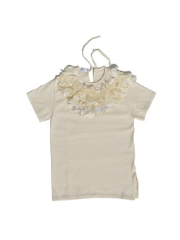 Camiseta con filas de volantes alrededor del cuello,