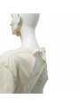 T-shirt ruffles and lace back detail, and cork earrings