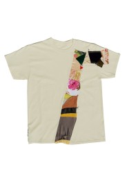 T-shirt in color beige with an insert of patchwork of different fabrics