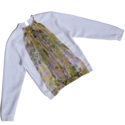 White Sweatshirt with flowered print frontal