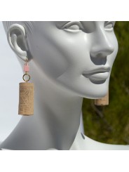 Earrings in recycled cork and wood