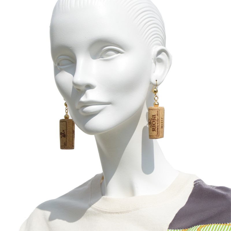 Earrings in recycled cork and gold