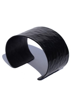 Pulsera aluminio martelé negra ancha