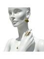 Pendientes, anillo y collar Gingko bronce largo