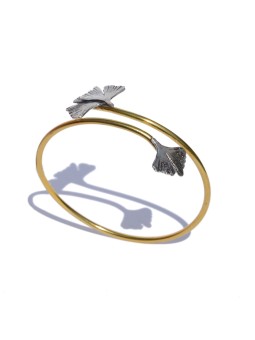 Pulsera ginkgo tres hojas de plata