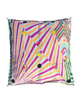 Cushion cover in pagne - Geometric embroidery