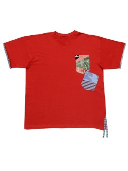 Red Short-sleeve T-shirt with two patchworks pockets XXL