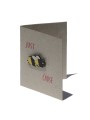 "Just Bee Cause" bee enamel pin with a card made of Bee Saving Paper