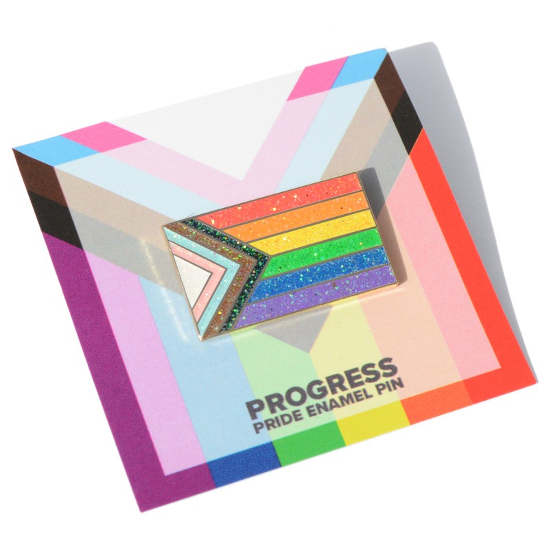 Progress Pride “Golden Glitter” Enamel Pin LGTBQI Flag by Daniel Quasar