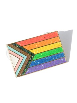 Progress Pride “Golden Glitter” Enamel Pin LGTBQI Flag by Daniel Quasar