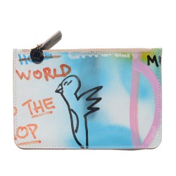 Pouch made in hand-painted leather