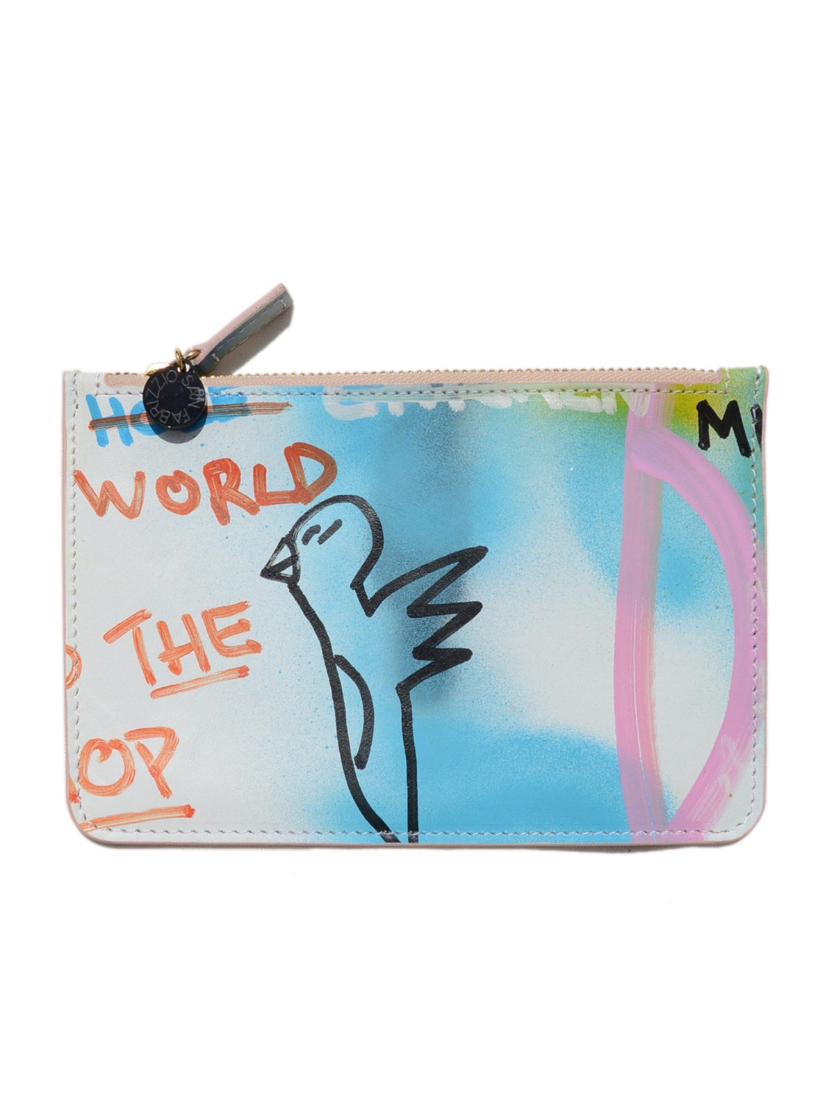 Pouch made in hand-painted leather