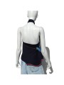 Espalda Top azul marino atado al cuello y detalles en el costado.