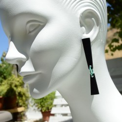 San Fabrizzio Black long plexiglass Earrings with color detail with hypo allergenic push back