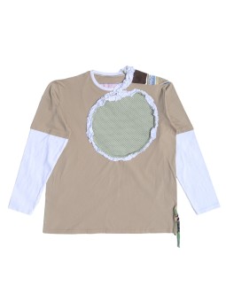 san fabrizzio Beige T-shirt with inserts and patchworks