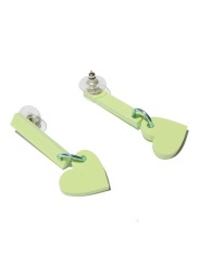 Light green hanging heart earrings