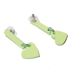Light green hanging heart earrings