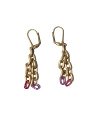 Copper gold earrings with colorful details