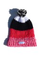 White, Neon Pink and Black Beanie Hat
