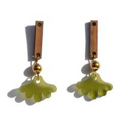 Wooden + green plexiglass Earrings