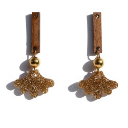 Wooden + gold glitter plexiglass Earrings