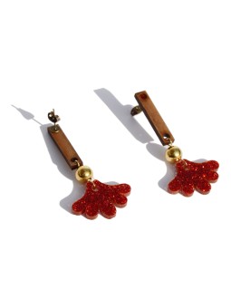 Pendientes madera y plexi rojo