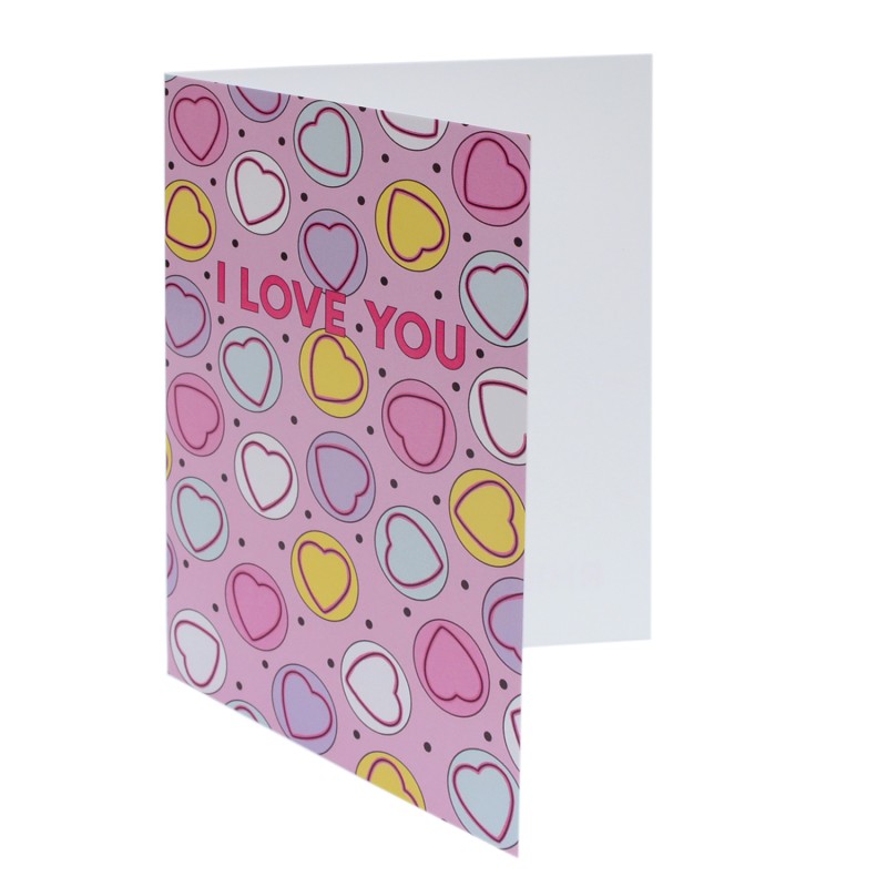 Love Heart Sweets Greetings Card rhillustrations