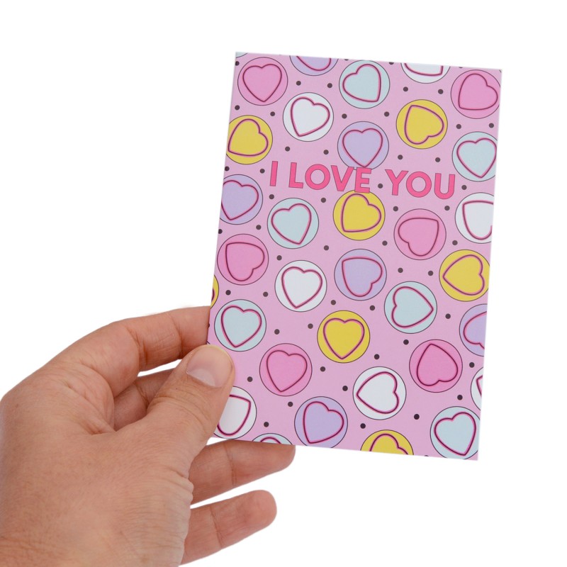 Love Heart Sweets Greetings Card