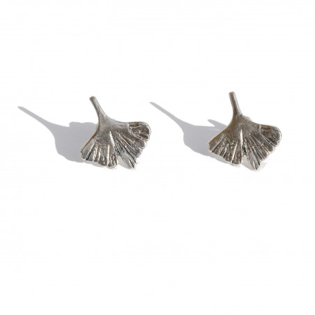 Sterling silver Ginkgo biloba leaf small earring