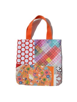 Bolso Patchwork en tonos rojos, naranjas y rosas