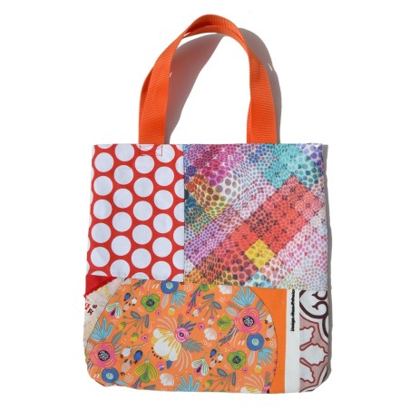 Bolso Patchwork en tonos rojos, naranjas y rosas