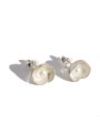 Sterling silver and water pearl button earrings