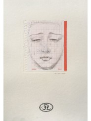 Drawing Virgin of Pain, made with pencil on gridded paper, mounted on 300 grams Canson Paper.