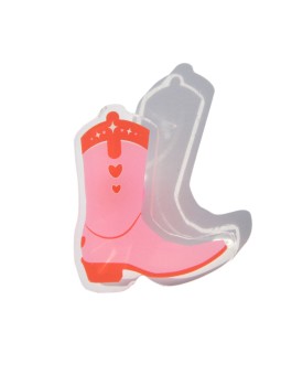 "Pink boot" pin by Annie goes blue