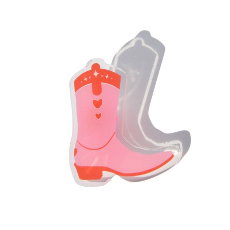 "Pink boot" pin by Annie goes blue