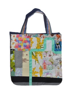 Bag made in Patchwork bright shades of red orange pink San Fabrizzio