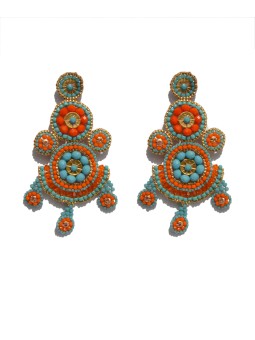 Exquisite Abril & Sandoval orange and turquoise beads earrings