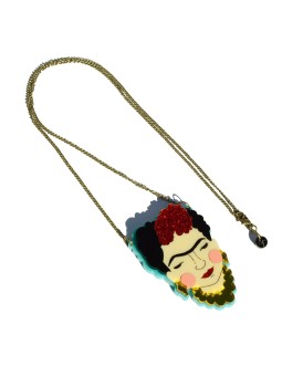 Frida Kahlo plexiglass necklace