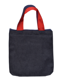 San Fabrizzio denim bag with red handles