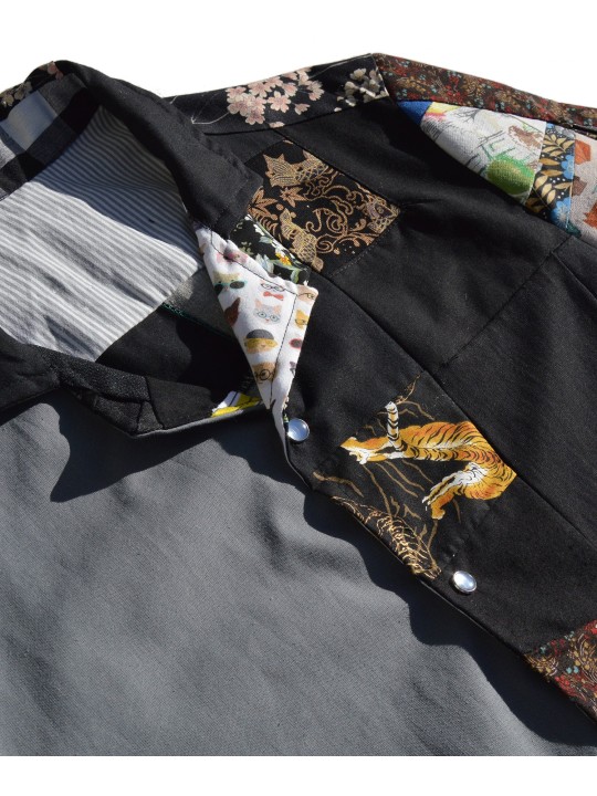 Camisa Patch & Soul de San Fabrizzio  en tejidos de tonos negros