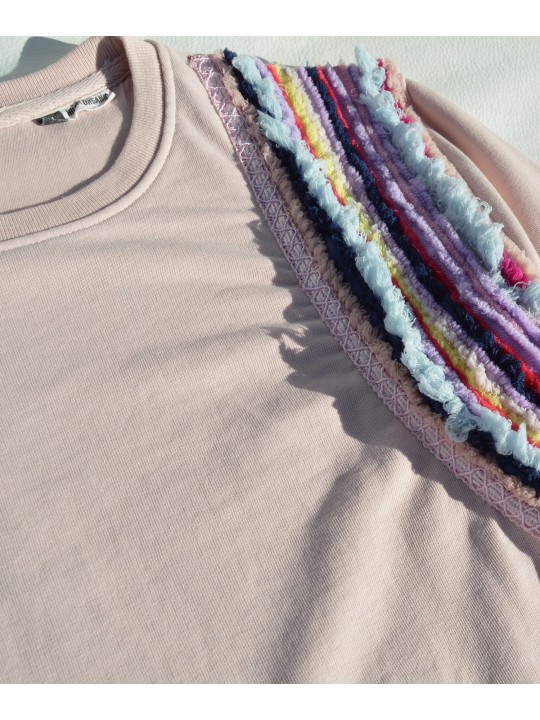 San Fabrizzio Pink Upcycled Striped Sweatshirt