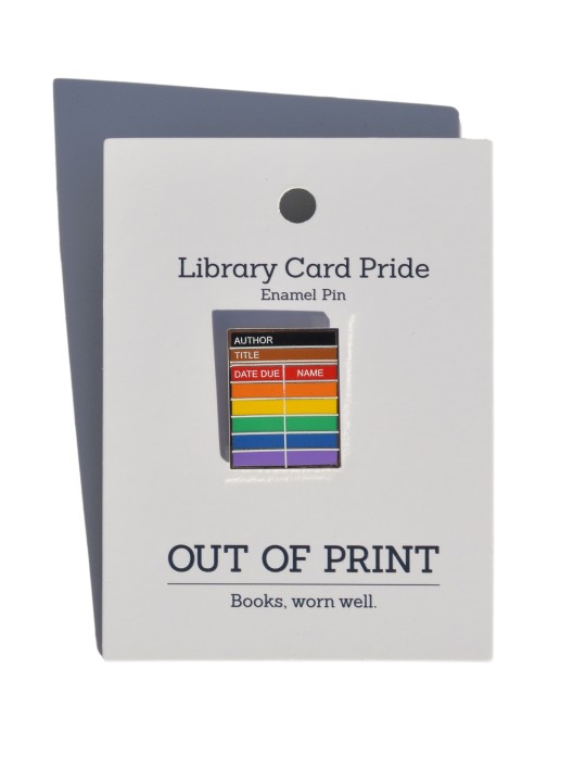 Out of Print Library Card Pride Pin