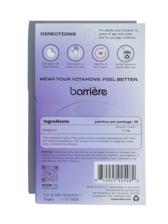 Parches de Melatonina para dormir - Paquete de 36 - My Barrière