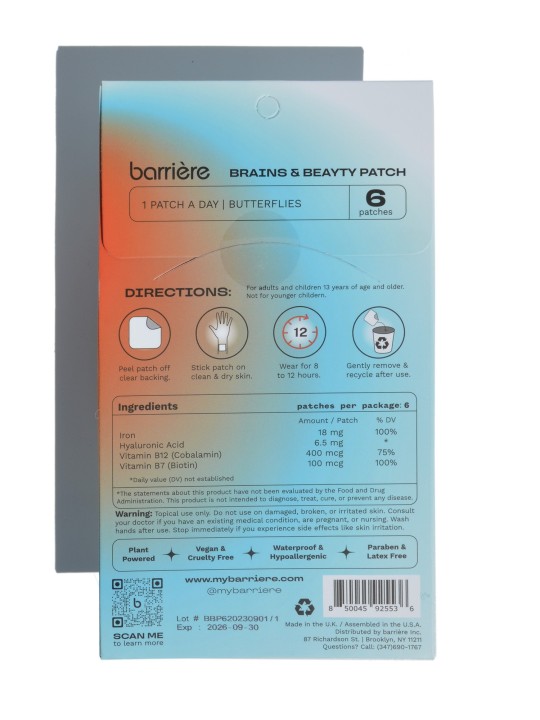 Parches Vitamínicos Cerebro y Belleza de My Barrière Pack 6 Mariposas