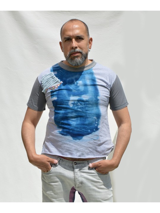San Fabrizzio Unique T-Shirt with Virgin Cyanotype