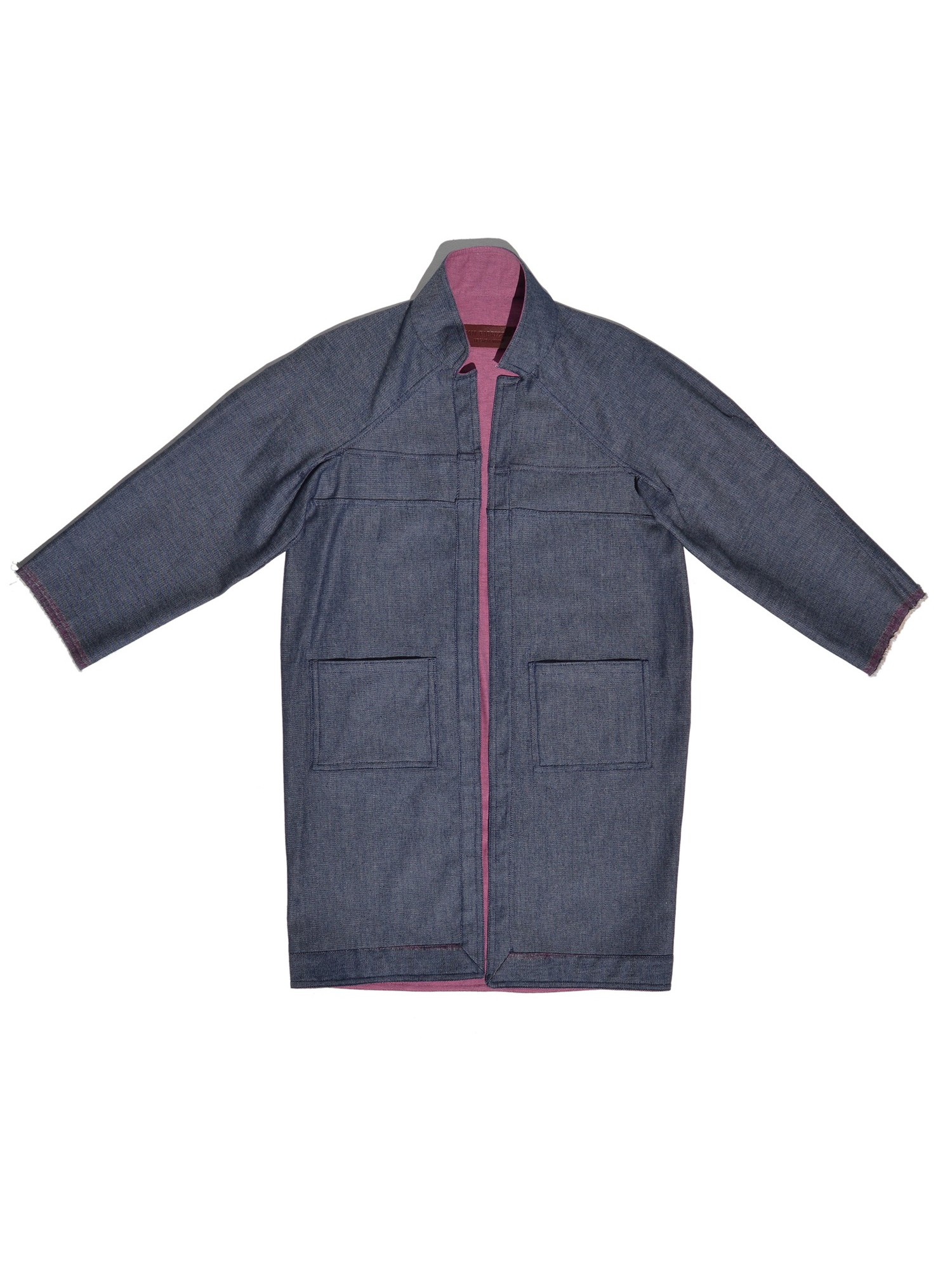 San Fabrizzio Reversible Denim Coat in Blue and Pink