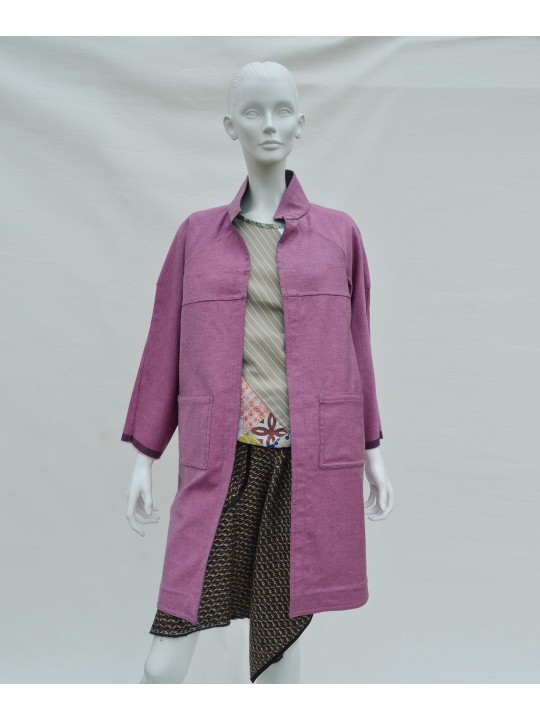 San Fabrizzio Reversible Denim Coat in Blue and Pink